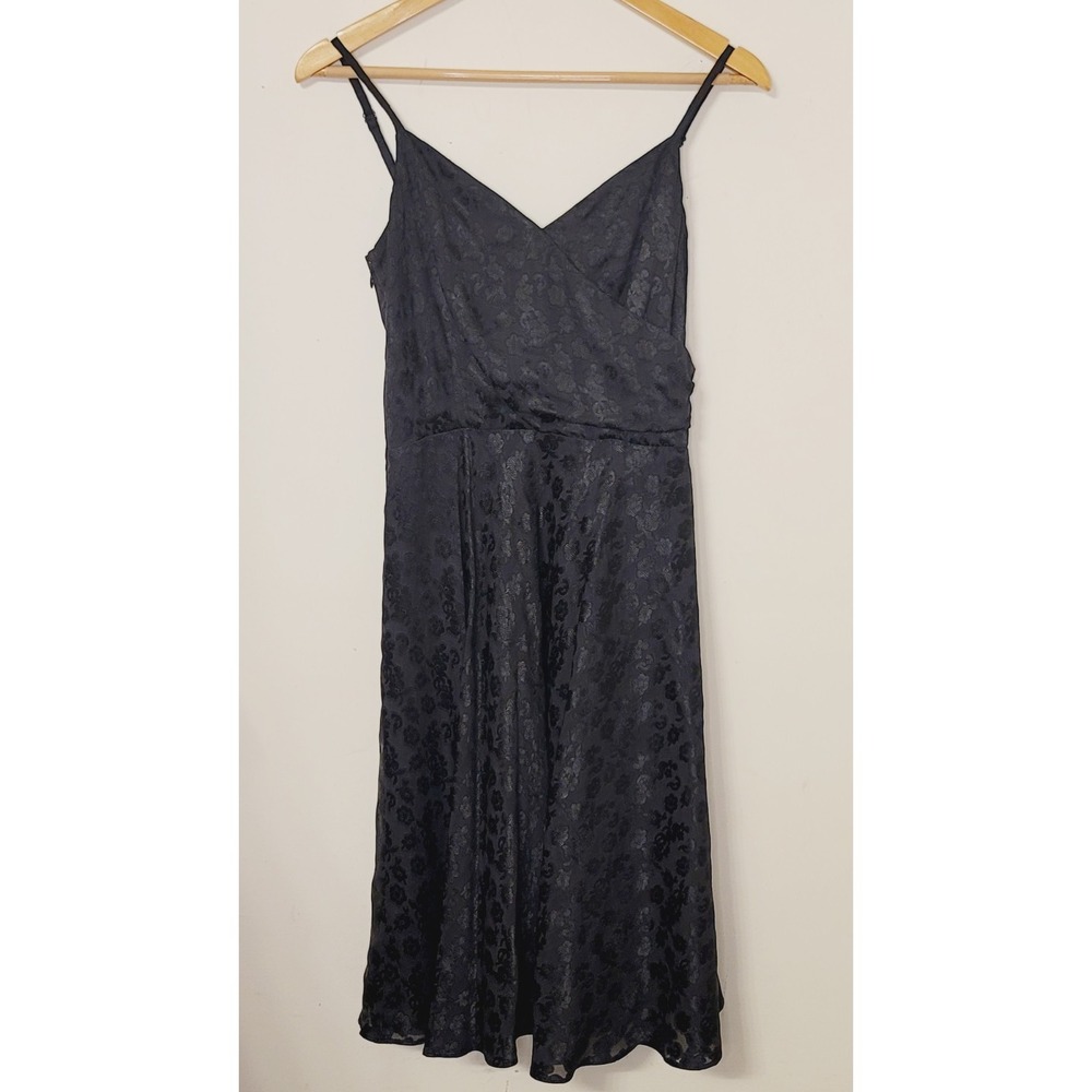 Black Cocktail Dress Silk‎ Blend Flirty Strappy Flare Leopard